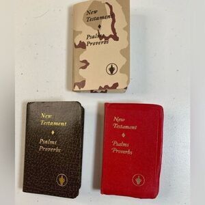 Vintage Set of 3 Pocket New Testament Bible with Psalms & Proverbs